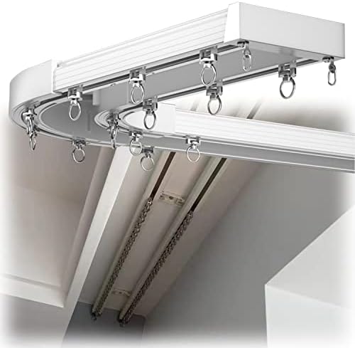 Double Curtain Track System with 90-Degree Corner, Perfect for U-Shaped & Bay Windows, Seamless Drapery Solutions, Adjustable & Durable Curtain Rods for Home Decor