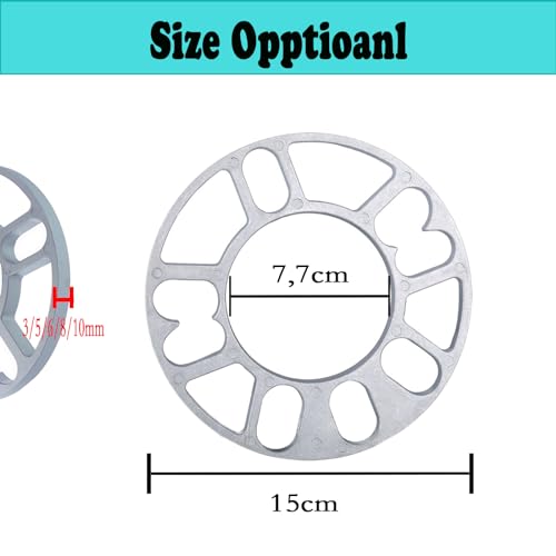 Entretoises de roue en alliage d'aluminium 5 mm de haute précision pour jante x4
