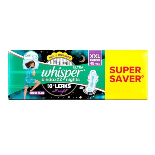 Whisper Ultra Night Sanitary Pads for Women XL+ 15 (Pack of 3) Napkins