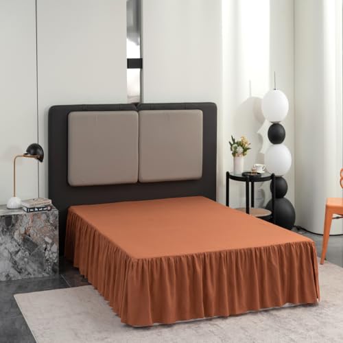 Image of Bed Skirt Full Size 16 Inch Drop Ruffled Bed Skirt with Split Corners | Bed Skirt with Platform, Soft and Stylish 100% Microfiber,Terracotta