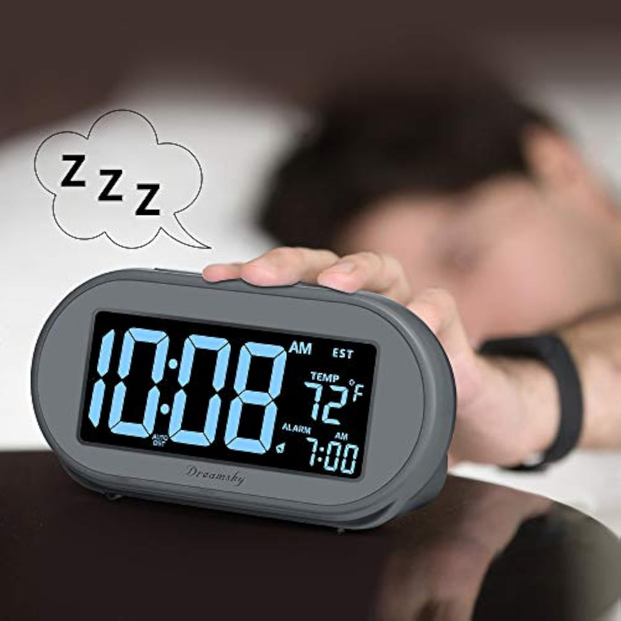 Auto Time Set Alarm Clock with Snooze & Dimmer