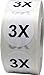 White Round Clothing Size Stickers 3X - Adhesive Labels for Apparel Retail - 500 Total