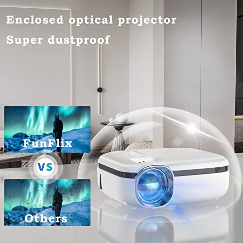 Mini Outdoor Projector 9500 Lumens, Funflix 2023 Portable Movie Projector, 1080P Support, Home Theater Projector Compatible With Hdmi, Av, Usb, Laptop, Smartphone, Tv Stick, Game #TOP21