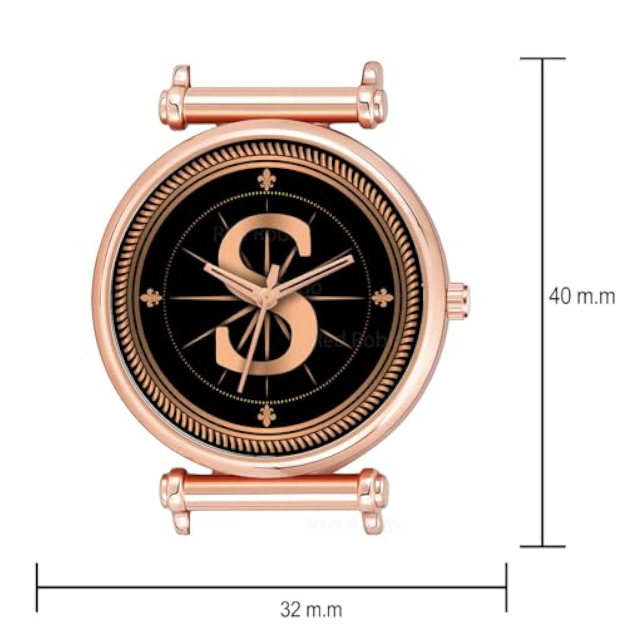 Women's Stylish Rose Gold Case Analog Round Black Dial Watch
