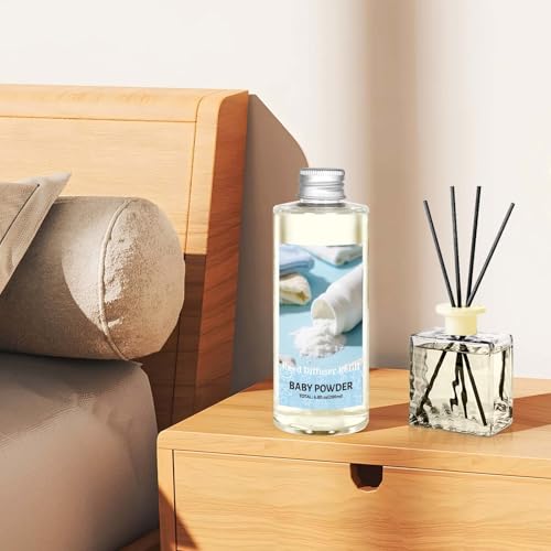 Image of STRN Reed Diffuser Refill, Baby Powder Scented Reed Diffuser Set, 200ml with Sticks, Long-Lasting Aromatherapy, Summer Fragrance for Bedroom, Spa, Bathroom, Office