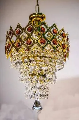 Vikas Light Crystal Glass Chandelier Roof Light Ceiling Light for Rooftop Living & Home Decoration (Multi)