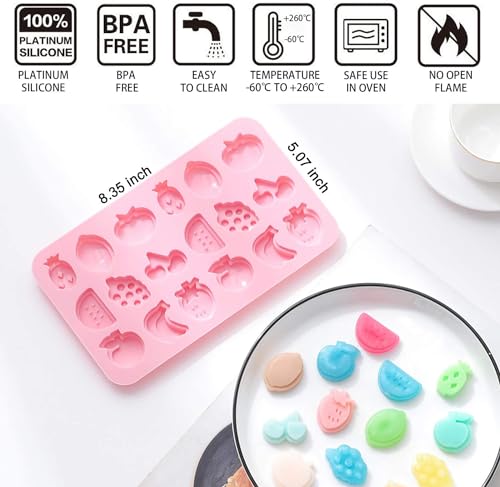 Verdental Fruit Shape Silicone Candy Molds, Non-stick Cake Decoration Mold for Hard Candy, Chocolate, Ice Cubes,Gummy, Caramel, Ganache (2 Pieces)