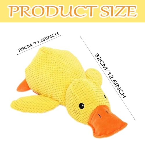 Anti Stress Ente Hund,32*28 cm Quack-Quack Duck Hundespielzeug,Interaktives Hundespielzeug Ente,Quietschspielzeug Hund Kuscheltier,Gelbes Quietschspielzeug für Hunde,für Kleine,Mittlere,Große Hunde