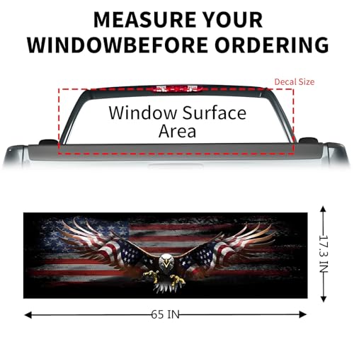 Image of Back Window Decals for Trucks - 65x17.3 in Eagle Flag Window Decal Rear Window Decals for Truck Decor, Creative Pickup Rear Window Decal for Personalized Decoration - Eagle-5-S