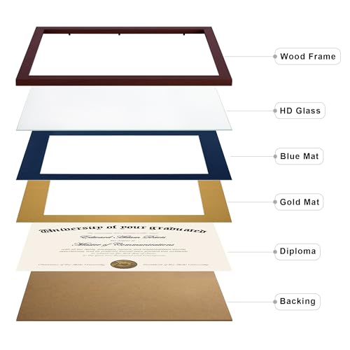 Image of upsimples Diploma Frame with HD Glass, 11x14 Mahogany, 3 Pack