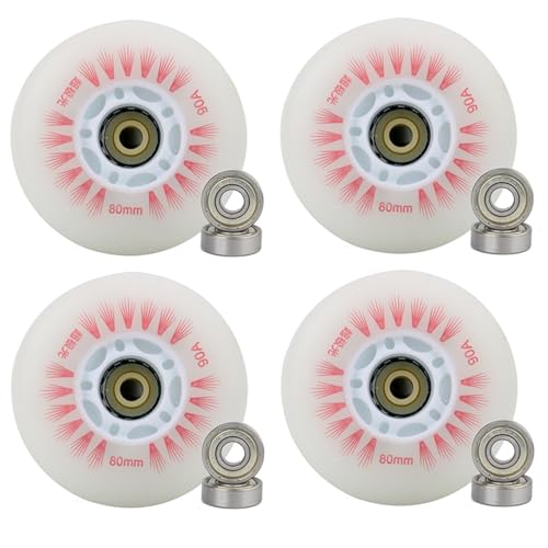 JCCHT 90A Light Up Inline Skate Wheels 62mm 64mm 68mm 70mm 72mm 76mm 80mm 90mm 100mm 110mm 125mm Roller Skates PU Wheels 4 Pack with Bearings,Red,110mm