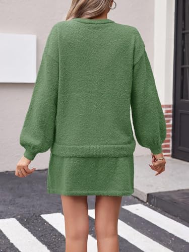 Image of Tankaneo 2 Piece Sweater Sets for Women Long Sleeve Cardigan Outfits Mini Skirts Knit Matching Lounge Set