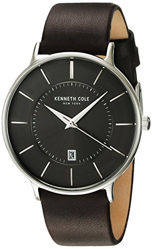 Kenneth Cole New York Men's 'Classic' Quartz Stainless Steel and Leather Dress Watch, Color:Brown (Model: KC15097005)