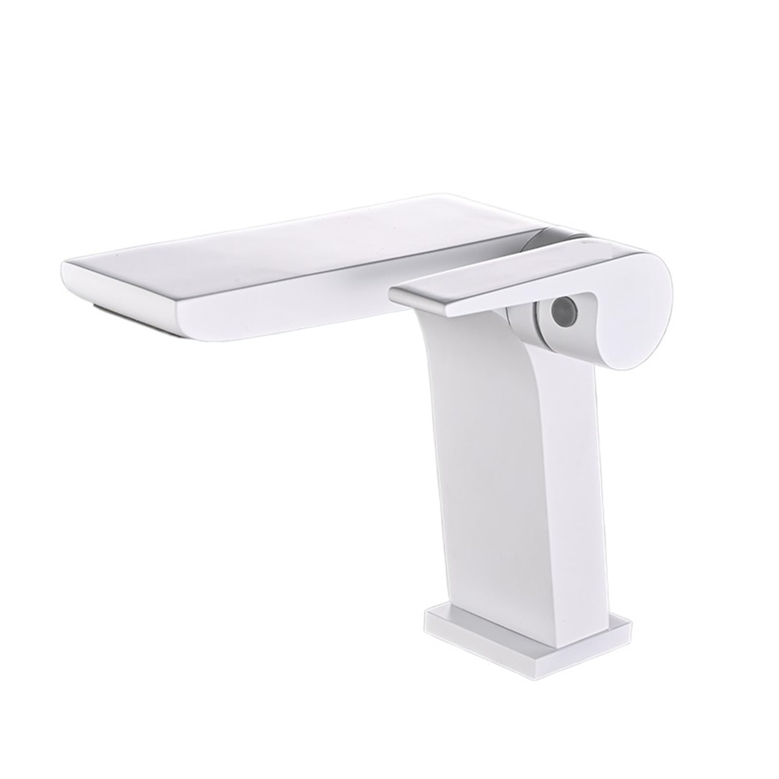 CVFRDD Gun Grey Basin Faucet, Brass Bathroom Basin Waterfall Hot And Cold Water Mixer Tap, Single Handle Crane Chrome Black Mixer Tap(Bianco)