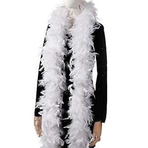 Larryhot 45g White Feather Boa – 2 Yards Turkey Boa Feathers for Party Bulk,Christmas,Wedding Centerpieces,Costume,Concert,Pet and Home Decoration(45g-White)