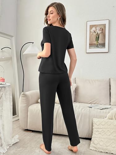 Image of Women's Korean Style Night Suit Set | Cotton Half Sleeve Top & Pyjama Set | Round Neck Printed Nightsuit | Comfortable Nightwear & Loungewear for Women | Sleepwear Pjs Lounge Set |Co-ords Outfit