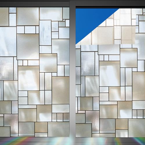 Image of Nuxovilar Gothic White Glass Lattice Pattern Window Film 17.5x39.3 in PVC | Gothic White, Lattice Cling geometric glass sticker, privacy wrap for bathroom office bedroom (White Lattice)