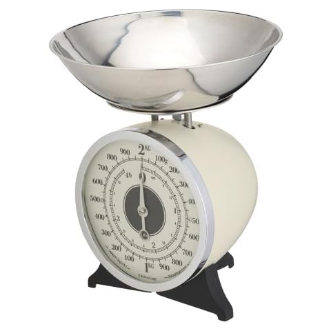 KitchenCraft Classic Collection Mechanische Küchenwaage mit Schale, Geschenkbox, Cremefarben, 2kg Cover