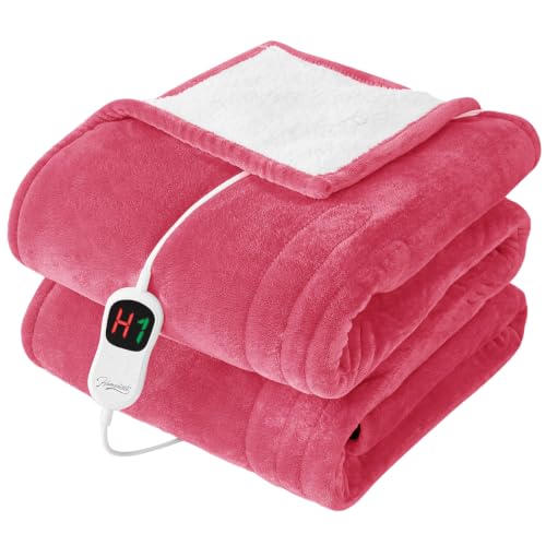 Image of Homemate Heated Electric Blanket Twin 62 inchx84 inch Heating Throw Blanket | Fast Heating with 10 Heating Levels 8 Hours Auto Off Over-Heated Protection Warm Soft Flannel Winter Gifts for Women ETL