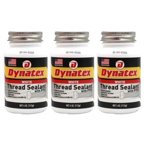 Image of Dynatex Thread Sealant with PTFE 4 oz Bottle - Non-Toxic, Non-Drying, Leak-Proof Seal, No Lead /Graphite, Ideal for Pipe Fittings (3-Pack)