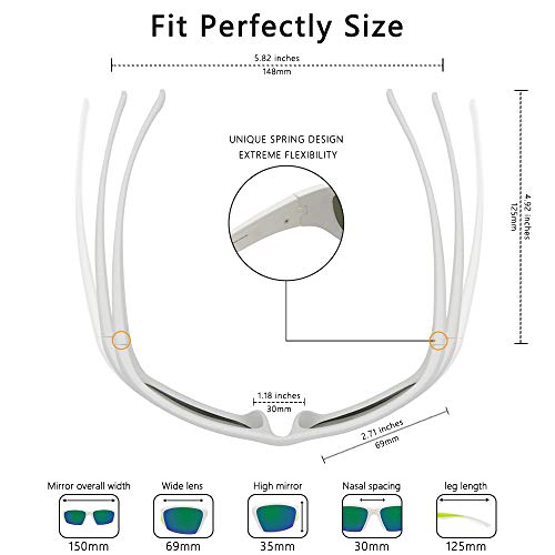 Jojen Polarized Sports Sunglasses For Women Men Running Golf Fishing Cycling Driving 100% Uv Protection Sun Glasses Je001(White Frame Green Revo Lens 20) #TOP5