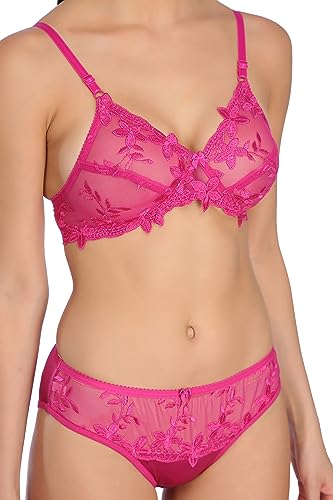 Image of Tipsy Women's Net Lace Non Padded Non Wired Bra Panty Set