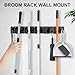 nacena Broom Holder Wall Mount, 2 Packs Black Wall Hanging Garden Tool & Utility Closet Organizer Mop & Broom Hook Wall Mounted Heavy Duty Broom and Mop Organizer Wall Hanging for Bathroom, garage