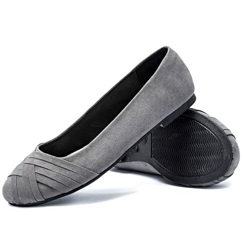 Image of Veittes Women's Wide Width Flat Shoes, Dressy Round Toe Slip On, Soft Comfortable Office Work Daily Walking Ballet Flats.