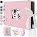 Fotoalbum zum Selbstgestalten, Scrapbook 80 Schwarze Seiten Fotobuch zum Einkleben,DIY Geschenk Scrapbooking Set f&uuml;r Baby Familie Jahrestag Geburtstags Valentinstag Hochzeit mit Protektkegeln, Rosa