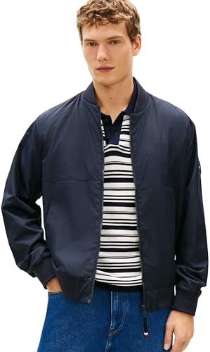 Tommy Hilfiger Uomo Bomber Branded Impermeabile, Blu (Desert Sky), XS