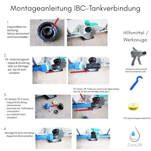 Lier 3 cuves sans fuite : connexion IBC DN25 avec robinet 1/2