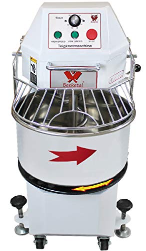 Beeketal 'BTK40' Profi Teigknetmaschine 40l auf Rollen, mit Spiralkneter und rotierender Schüssel (Knethaken 100 oder… – Bild 3