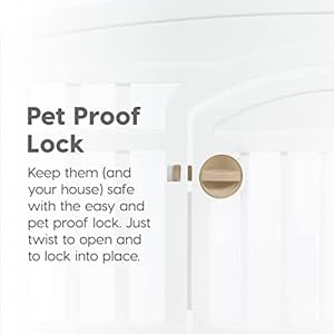 IRIS USA 24 Exercise 4 Panel Pet Playpen with Door Dog Playpen Puppy Playpen for Puppies and Small Dogs Keep Pets Secure Easy Assemble Fold It Down Easy Storing Customizable White