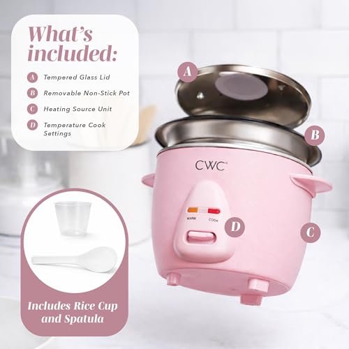 Image of COOK WITH COLOR 6 Cup Rice Cooker 300W - Effortless Cooking and Perfectly, Cooks 3 Cups of Raw Rice for 6 Cups of Cooked Rice, Pink