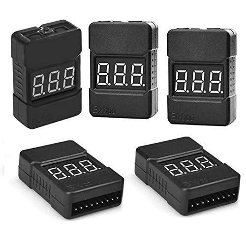 5Packs 2in1 1-8s Lipo Li-ion Battery Voltage Tester Check, Monitor RC Low-Voltage Buzzer Alarm for...