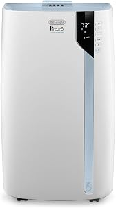 De'Longhi Portable Air Conditioner 14,000 BTU,cool extra large rooms up to 700 sq ft UV-C technology,motorized airflow,quiet,remote, AC Unit, window venting kit,EX390UVCARE, White