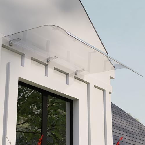 Suusolny Transparente Vordach für Haustür Pultbogenvordach aus Polycarbonat 3,5mm Dicke Haustürvordâ€¦ – Miniatur