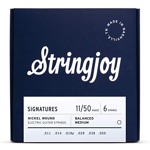 Stringjoy BAL11 Signature Nickel Electric Guitar Strings, (Balanced Medium Gauge - 11-50)
