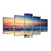 Pyradecor 5 Piece Extra Large Modern Seascape Artwork Gallery Wrapped Ocean Sea Beach Pictures Giclee Canvas Prints Waves Paintings on Canvas Wall Art for Living Room Bedroom Home Decorations XL
