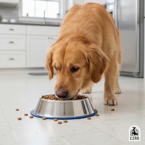 Image of Ezra Comfort Stainless Steel Dog Bowl | Anti-Skid Pet Feeding Bowl for Food & Water | Durable & Easy to Clean Bowl for Dogs & Puppies, 2800 ml