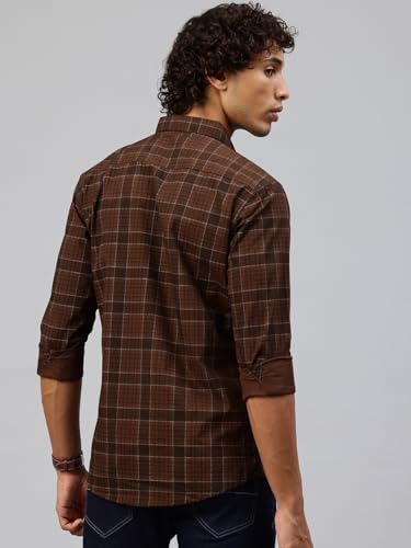 Image of Majestic Man Men Comfort Slim Fit Pure Cotton Tartan Checked Casual Shirt