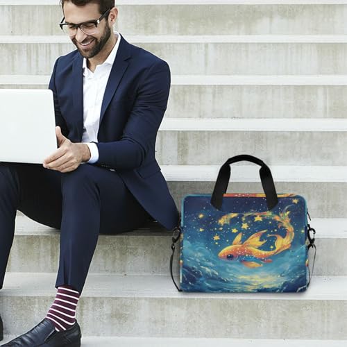 Funda de laptop portátil cruzada con asa y correa 15.6" azul miniatura 3