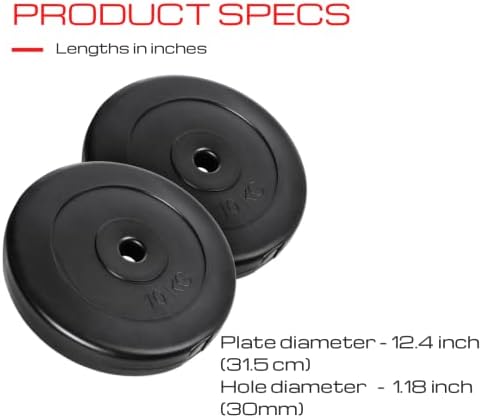 A2Z SPORT 2.5kg / 5kg / 10kg Weight Plates Set - 1 Inch Weight Plates Vinyl Weights Discs - Dumbbell Plates for Home Gym Training - Barbell Plates Bumper Plates for Weightlifting (2 Pack / 4 Pack)