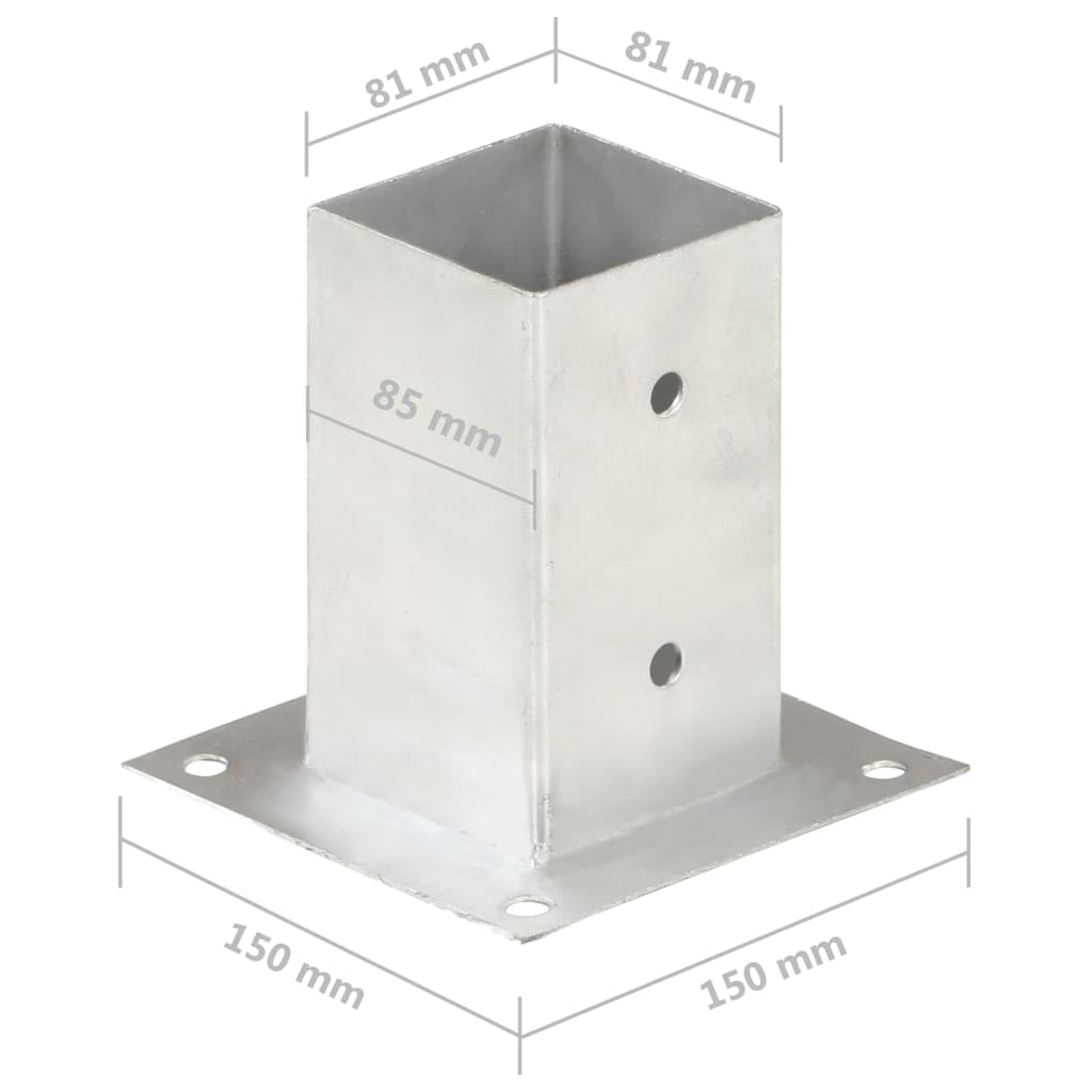 vidaXL 4X Anclajes para Postes Picas Punta Lanza Bases Soporte Jardín Patio al Aire Libre Estacas Exterior Valla Cerca Separador Metal Galvanizado 81 mm
