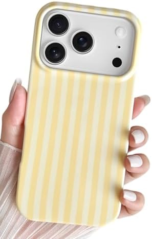 SmoBea Kompatibel mit iPhone 17 Pro Hülle, Süßes Striped Handyhülle, Weiches TPU, Schlanke, Stoßfeste Telefonabdeckung für Frauen und Mädchen, Schön und Stilvoll, Gelb