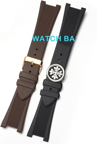 Bracelet montre silicone noir 25x13mm pour Nautilus 5711 5712g