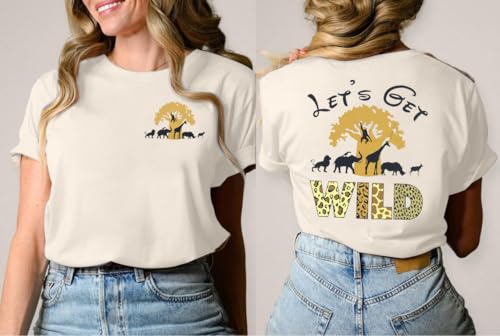 Lets Get Wild Shirts Women Animal Kingdom Shirt Family Safari Trip Tshirts Cute Zoo World Short Sleeve Tee3