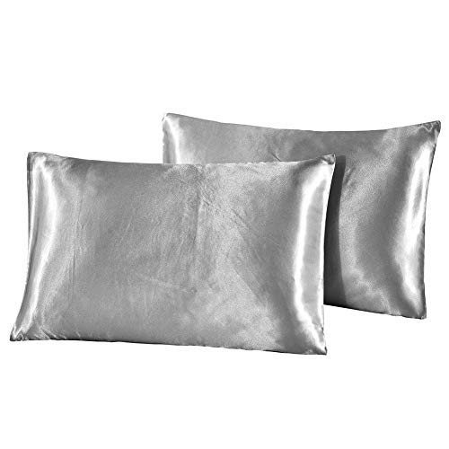 Wifehelper Funda de Almohada de Satén Suave y Sedoso, 100% Poliéster, Ideal para Cabello y Piel con Cremallera(US-King(51 * 102 * 2) CM) Cover