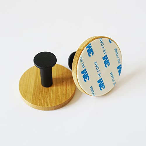 Dswince 4Pack Decoration Wood Wall Hook Coat Hooks For Hanging Adhesive Waterproof Wall Hook Clothes Bag Key Hanger Hook Bedroom Kitchen Bathroom Door Robe Towel Hooks- Black #TOP5