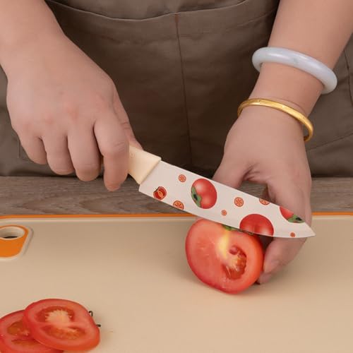 Image of ZIBUYU Kitchen Cutters, Set of 3Pcs Stainless Steel Kitchen Cutters Chef Cutter Fruit Cutter Utility Cutter Anti-Slip Handle Design Fashion Printed Home Gift Kitchen Cutter Gift